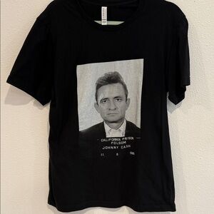 Bella Canvas Black Short Sleeve Tee with Johnny Cash Mugshot Graphic